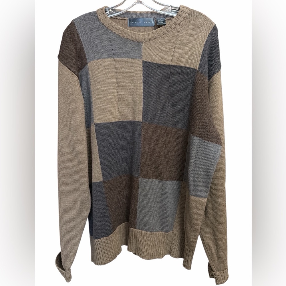 Oscar de la Renta Multicolor Patchwork Crewneck Sweater